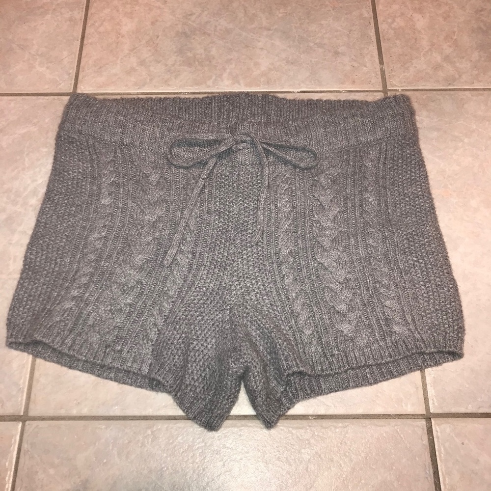 Grey knit sweater shorts